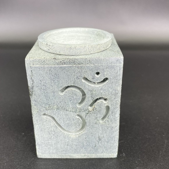 Other - Essential Oil Burner Handcarved Soapstone Gray Om Symbol Made In India